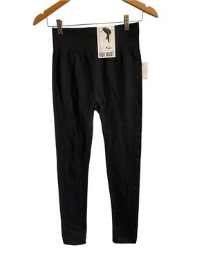 Runway Ready High Waist Fleece Inside Black Leggings Size PL/XL Loungewear NWT